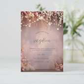 Blush Flowers String Lights Wedding Kaart (Staand voorkant)