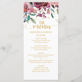 Blush Flowers Stripes & Gold Confetti Wedding Menu