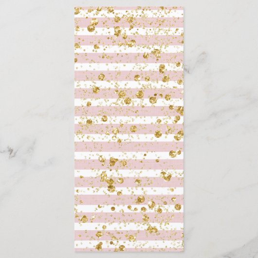 Blush Flowers Stripes & Gold Confetti Wedding Menu (Achterkant)
