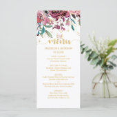 Blush Flowers Stripes & Gold Confetti Wedding Menu (Staand voorkant)