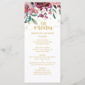 Blush Flowers Stripes & Gold Confetti Wedding Menu (Voorkant)