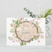 Blush Flowers Stump Baby shower Kaart (Staand voorkant)