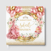 Blush Flowers Sweet 16 Gastboek Roze Jurk Gastenboek (Voorkant)