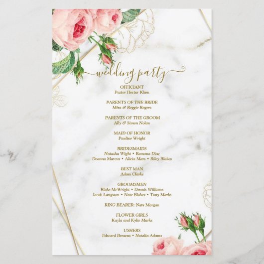 Blush Flowers Wedding Programme (Achterkant)