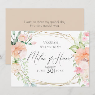 Blush Flowers zal je mijn matron zijn. Kaart