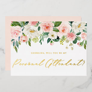  Blush Flowers zijn mijn persoonlijke bediende Folie Uitnodiging
