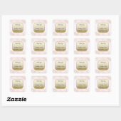 Blush Flush Gold Wedding Square Sticker (Vel)