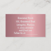 Blush Fluweel Metallic Meisje met Paardenblauw Gli Visitekaartje (Achterkant)