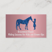 Blush Fluweel Metallic Meisje met Paardenblauw Gli Visitekaartje (Voorkant)