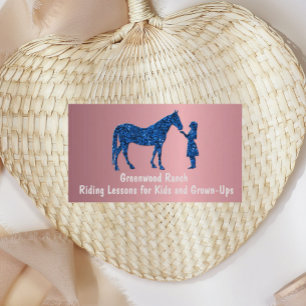 Blush Fluweel Metallic Meisje met Paardenblauw Gli Visitekaartje