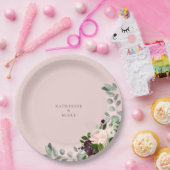 Blush & Foliage Bruiloft Ronde Papier Papieren Bordje (Feest)
