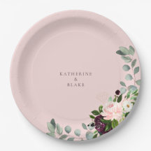 Blush & Foliage Bruiloft Ronde Papier