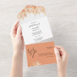 Blush Foliage Waterverf Rich Pastel Tones All In One Uitnodiging