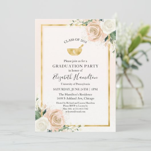Blush & Folie Gold Pharmacy School Afstudeerder Pa Kaart (Staand voorkant)