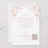 Blush Folk White Floral QR RSVP All-in-One Wedding Kaart (Achterkant)