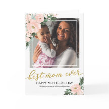 Blush Foral Best Ma Ever Photo Moederdag Kaart