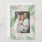 Blush Forest Pine Holly Berry Photo Holiday Card Feestdagenkaart (Voorkant)