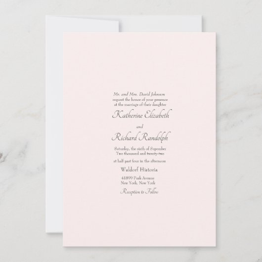 Blush Formele bruiloftsouders Eén plaats Kaart (Voorkant)