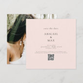 Blush Foto Bruiloft Vierkant Save the Date (Voorkant / Achterkant)