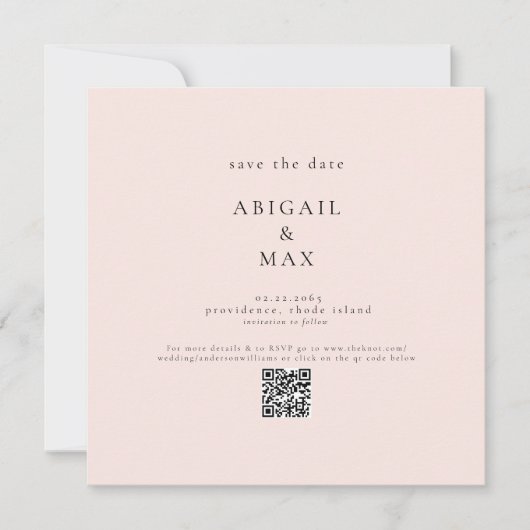 Blush Foto Bruiloft Vierkant Save the Date (Voorkant)