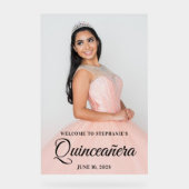 Blush foto Overlay Elegant Script Quinceañera Acryl Bord (Voorkant)