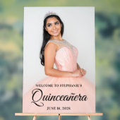 Blush foto Overlay Elegant Script Quinceañera Acryl Bord (Neutraal)