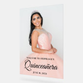 Blush foto Overlay Elegant Script Quinceañera Acryl Bord (Hoek)