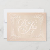 Blush Foto Save the Date met Monogram Kaart (Voorkant)