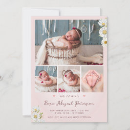 Blush Foto Welkomend Newborn Baby Girl Birth Stat Aankondiging