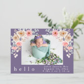Blush Foto Welkomend Newborn Baby Girl Birth Stat Kaart (Staand voorkant)