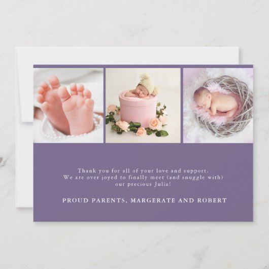 Blush Foto Welkomend Newborn Baby Girl Birth Stat Kaart (Achterkant)