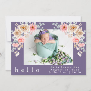 Blush Foto Welkomend Newborn Baby Girl Birth Stat Kaart