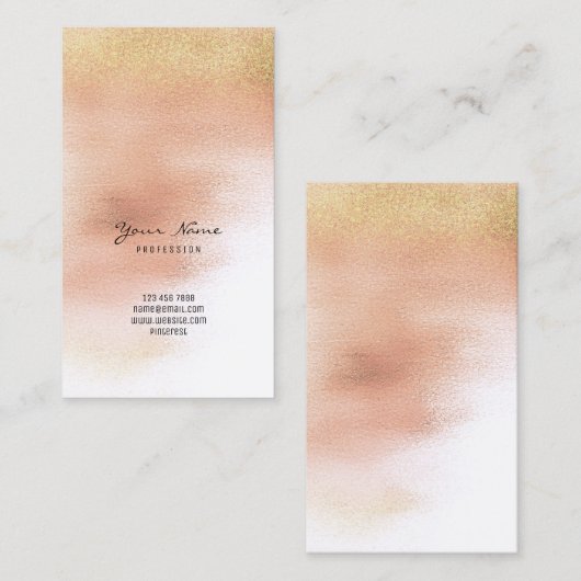 Blush Foxier Glitter Peach Pastel Ombre Glass Visitekaartje (Voorkant / Achterkant)