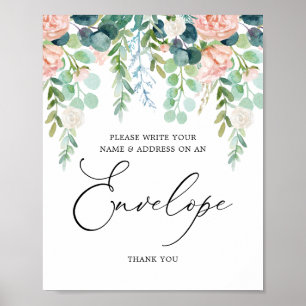 Blush Garden Baby shower Address Envelope Sign Poster