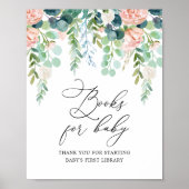Blush Garden Baby shower Books for Baby Sign Poster (Voorkant)