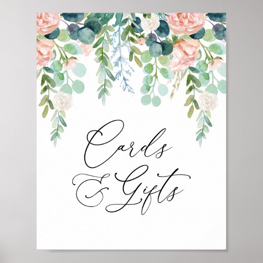 Blush Garden Baby shower Cards en Gifts Sign Poster (Voorkant)
