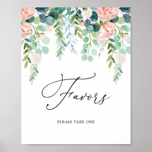 Blush Garden Baby shower Favors Sign Poster
