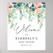Blush Garden Baby shower Welkomstteken Poster (Voorkant)