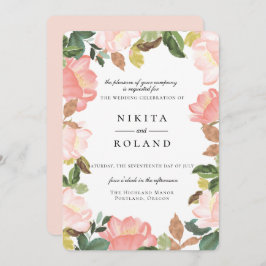 Blush Garden Floral bruiloft uitnodiging