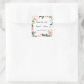 Blush Garden Floral Lijst Trouwgunst Vierkante Sticker (Tas)