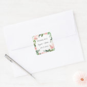 Blush Garden Floral Lijst Trouwgunst Vierkante Sticker (Envelop)