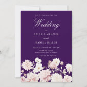 Blush Garden Floral Paarse bruiloft Kaart (Voorkant)