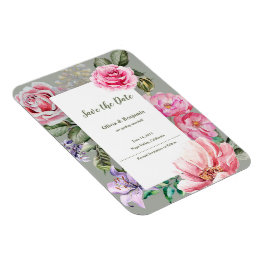 Blush Garden Floral Wedding Save the Date Magneet