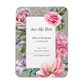 Blush Garden Floral Wedding Save the Date Magneet (Verticaal)