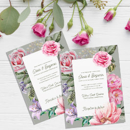 Blush Garden Romantic Floral Wedding Invitation Briefkaart