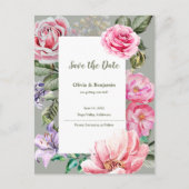 Blush Garden Romantic Floral Wedding Save the Date Aankondigingskaart (Voorkant)