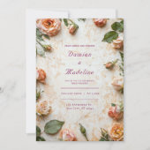 Blush Garden Roos huwelijksuitnodiging Kaart (Voorkant)