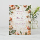Blush Garden Roos huwelijksuitnodiging Kaart (Staand voorkant)