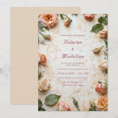 Blush Garden Roos huwelijksuitnodiging Kaart (Voorkant / Achterkant)