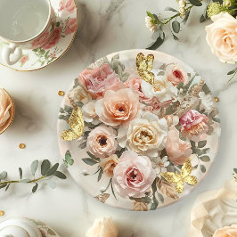 Blush Garden Roses Galentine Tea Party Florals Papieren Bordje